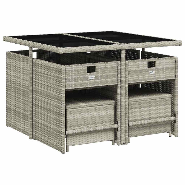 Set mobilier grădină cu perne, 9 piese, gri deschis, poliratan WALTI