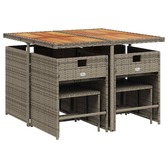 Set mobilier grădină cu perne, 9 piese, gri, poliratan - WALTI WALTI