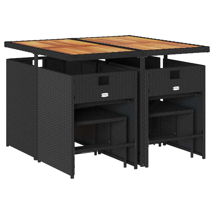 Set mobilier de grădină cu perne, 9 piese, negru, poliratan - WALTI WALTI