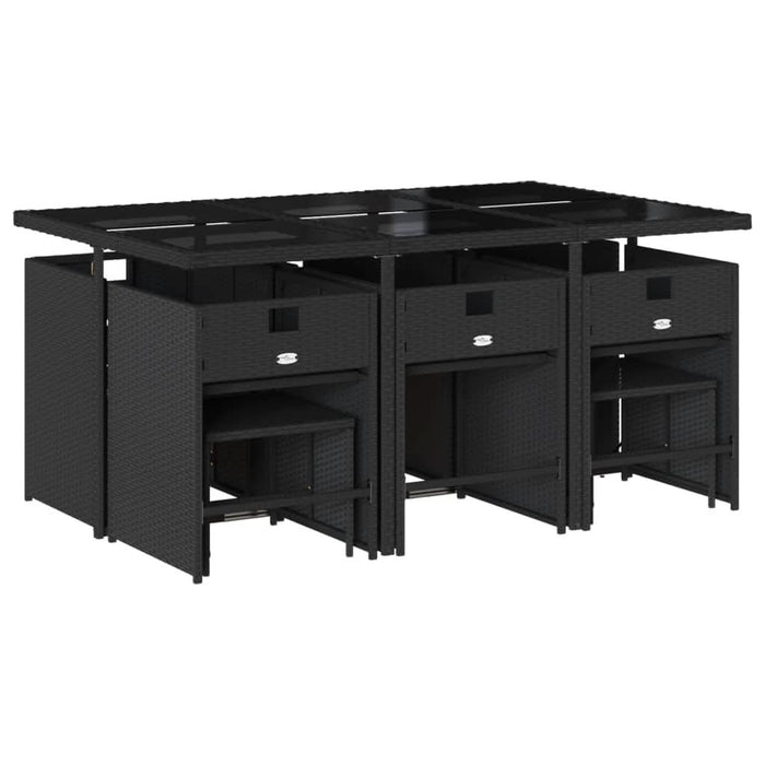 Set mobilier de exterior cu perne, 11 piese, negru, poliratan - WALTI WALTI