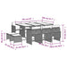 Set mobilier de exterior cu perne, 11 piese, negru, poliratan - WALTI WALTI