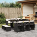 Set mobilier de exterior cu perne, 11 piese, negru, poliratan - WALTI WALTI