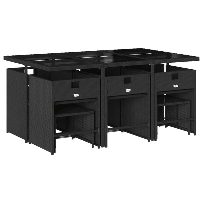Set mobilier de exterior cu perne, 11 piese, negru, poliratan - WALTI WALTI
