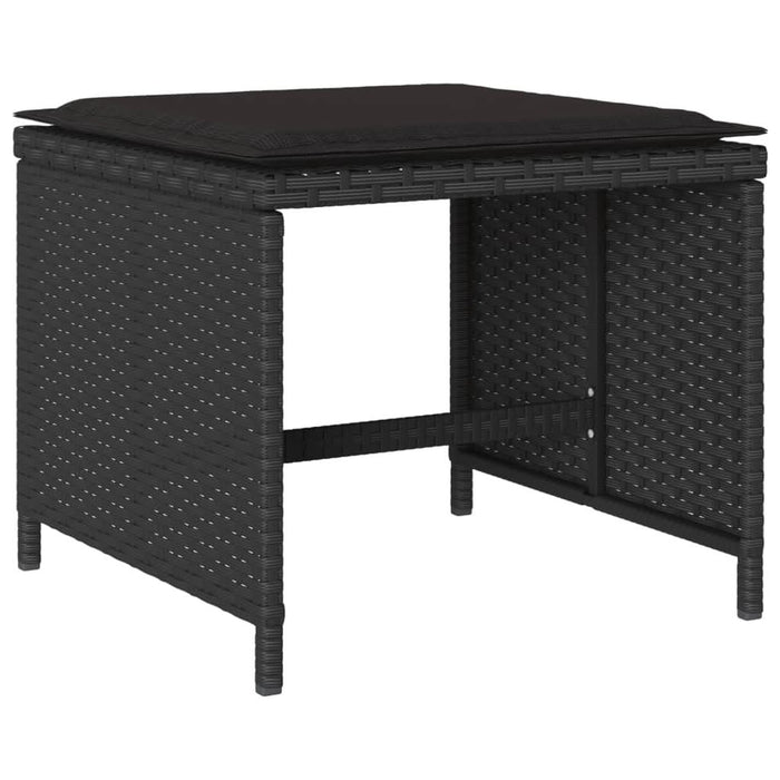 Set mobilier de exterior cu perne, 11 piese, negru, poliratan - WALTI WALTI
