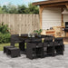 Set mobilier de exterior cu perne, 11 piese, negru, poliratan - WALTI WALTI