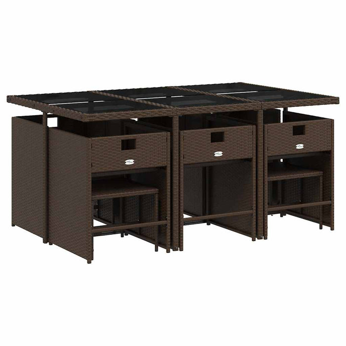 Set mobilier de grădină cu perne, 11 piese, maro, poliratan WALTI