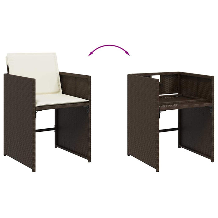 Set mobilier de grădină cu perne, 11 piese, maro, poliratan WALTI