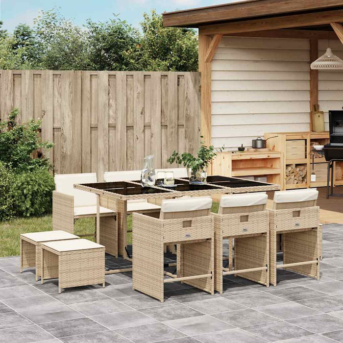 Set mobilier de grădină cu perne, 11 piese, bej, poliratan - WALTI WALTI