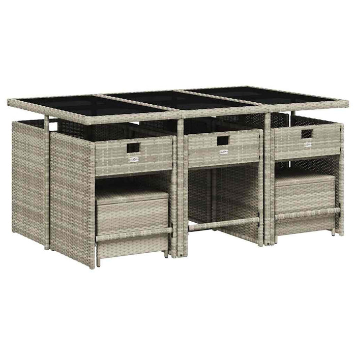 Set mobilier de grădină cu perne 11 piese gri deschis poliratan - WALTI WALTI