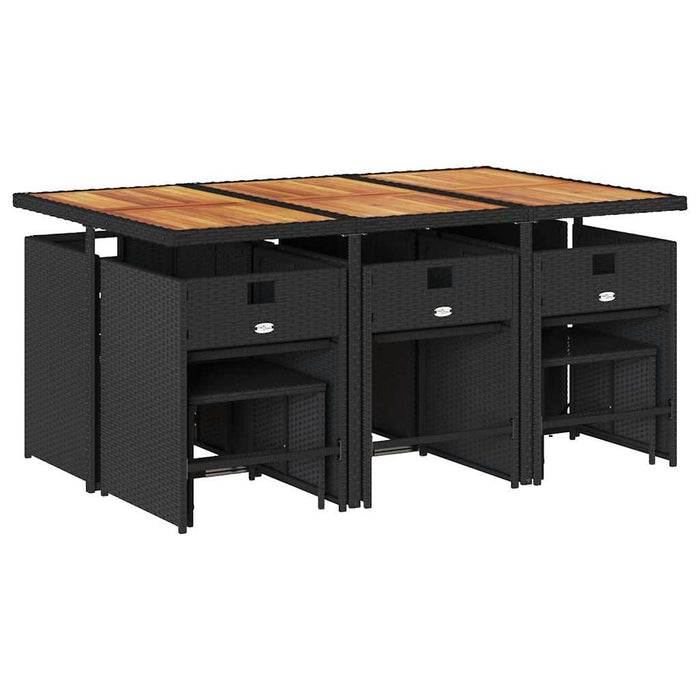 Set mobilier de exterior cu perne, 11 piese, negru, poliratan - WALTI WALTI