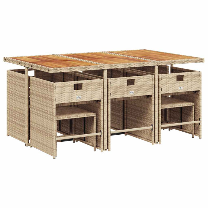 Set mobilier de grădină cu perne, 11 piese, bej, poliratan WALTI