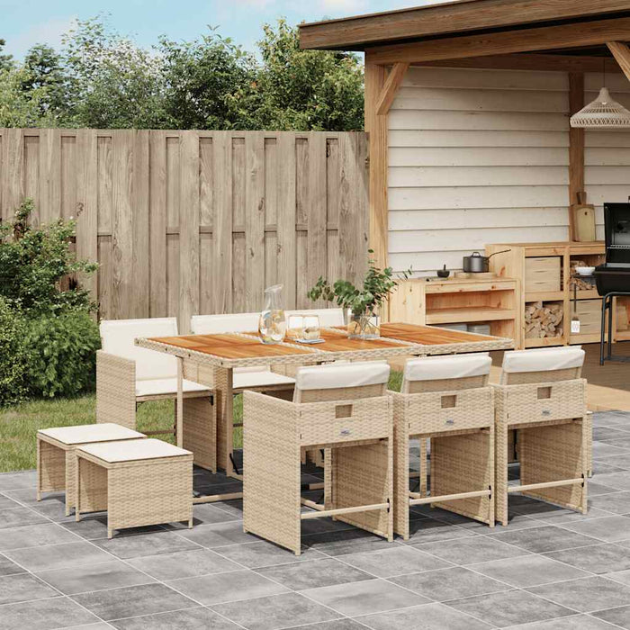 Set mobilier de grădină cu perne, 11 piese, bej, poliratan WALTI