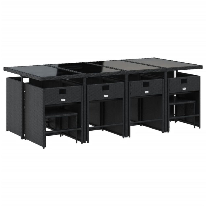 Set mobilier de grădină cu perne, 13 piese, negru, poliratan - WALTI WALTI