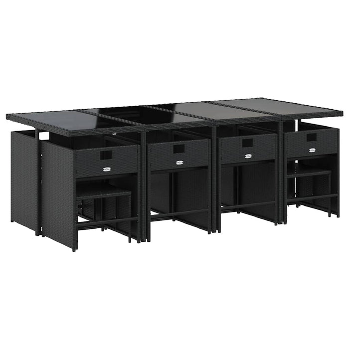 Set mobilier de grădină cu perne, 13 piese, negru, poliratan - WALTI WALTI