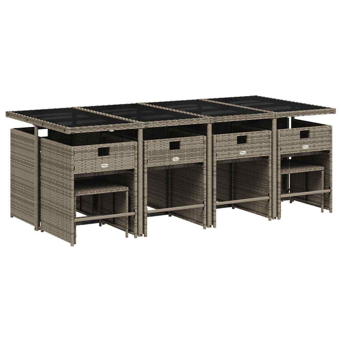 Set mobilier de grădină cu perne, 13 piese, gri, poliratan WALTI
