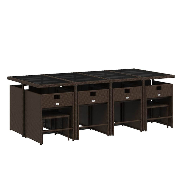 Set mobilier de grădină, 13 piese, maro, cu perne, poliratan - WALTI WALTI