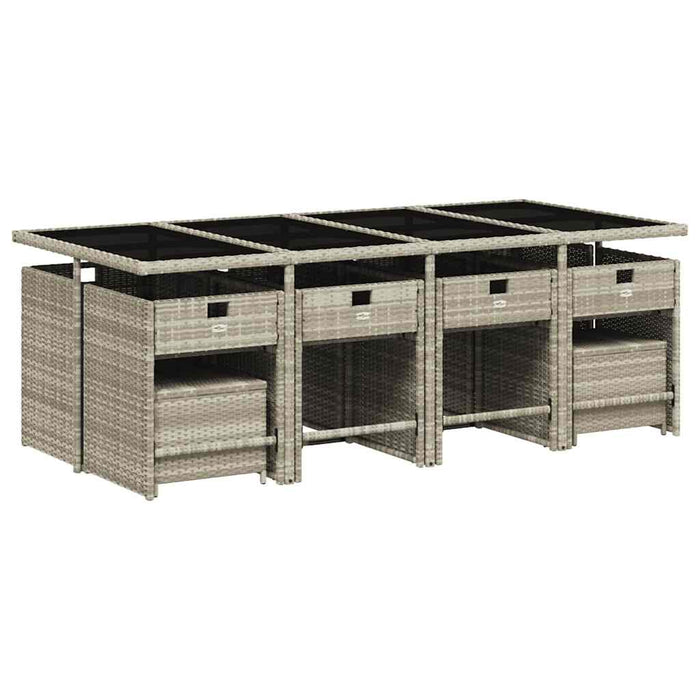 Set mobilier de grădină cu perne 13 piese gri deschis poliratan - WALTI WALTI