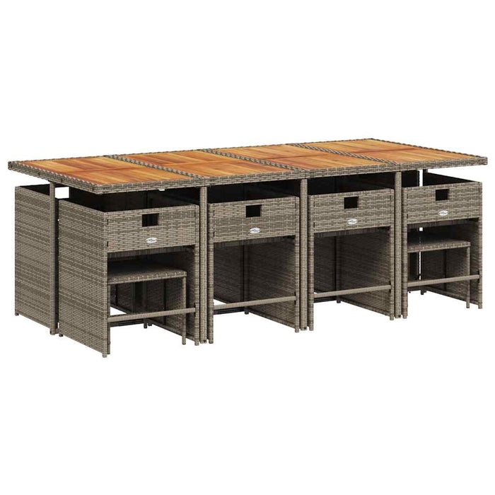 Set mobilier de grădină cu perne, 13 piese, gri, poliratan WALTI