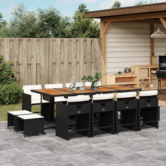 Set mobilier de grădină cu perne, 13 piese, negru, poliratan - WALTI WALTI