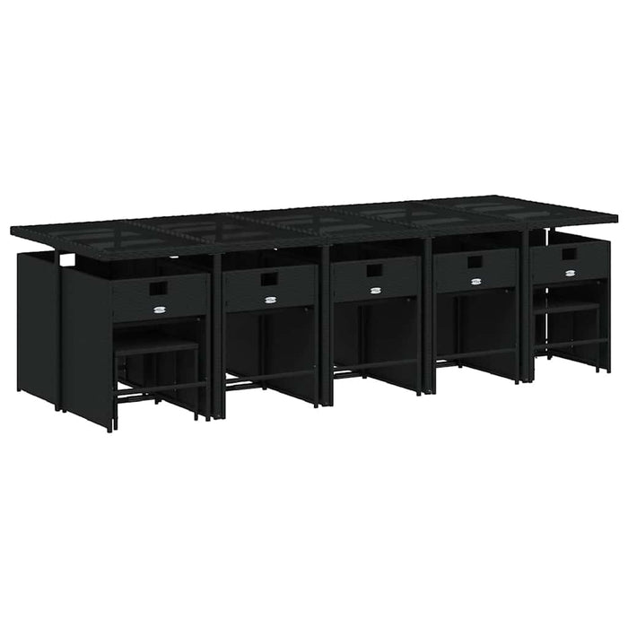 Set mobilier de grădină cu perne, 15 piese, negru, poliratan - WALTI WALTI