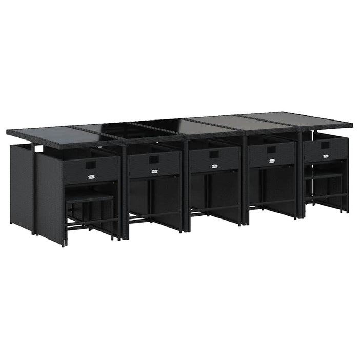 Set mobilier de grădină cu perne, 15 piese, negru, poliratan WALTI