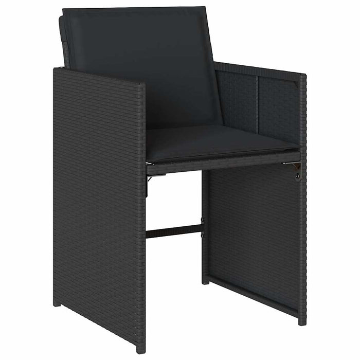 Set mobilier de grădină cu perne, 15 piese, negru, poliratan WALTI