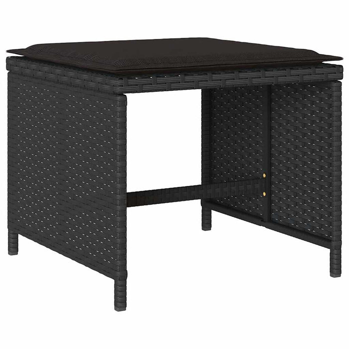 Set mobilier de grădină cu perne, 15 piese, negru, poliratan WALTI