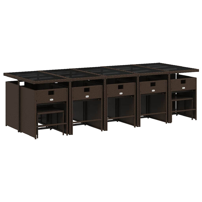 Set mobilier de grădină cu perne, 15 piese, maro, poliratan - WALTI WALTI