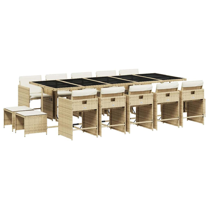 Set mobilier de grădină cu perne, 15 piese, bej, poliratan WALTI