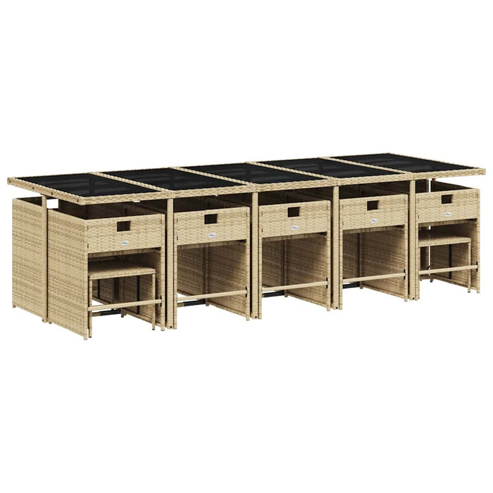Set mobilier de grădină cu perne, 15 piese, bej, poliratan WALTI