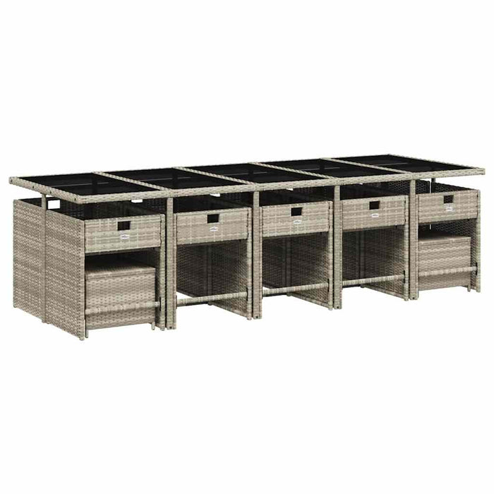 Set mobilier de grădină cu perne 15 piese gri deschis poliratan - WALTI WALTI