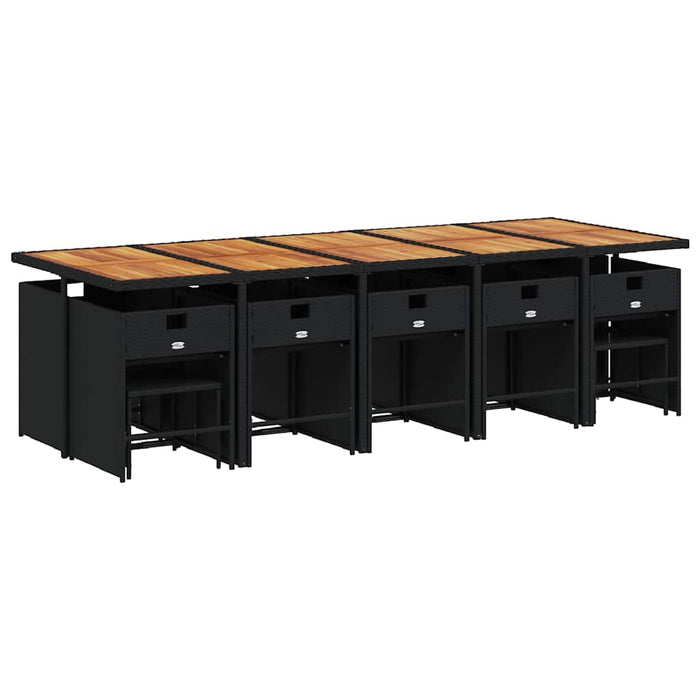 Set mobilier de grădină cu perne, 15 piese, negru, poliratan - WALTI WALTI
