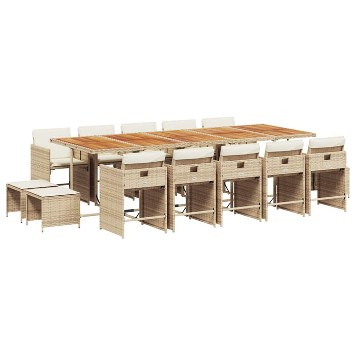 Set mobilier de grădină cu perne, 15 piese, bej, poliratan - WALTI WALTI