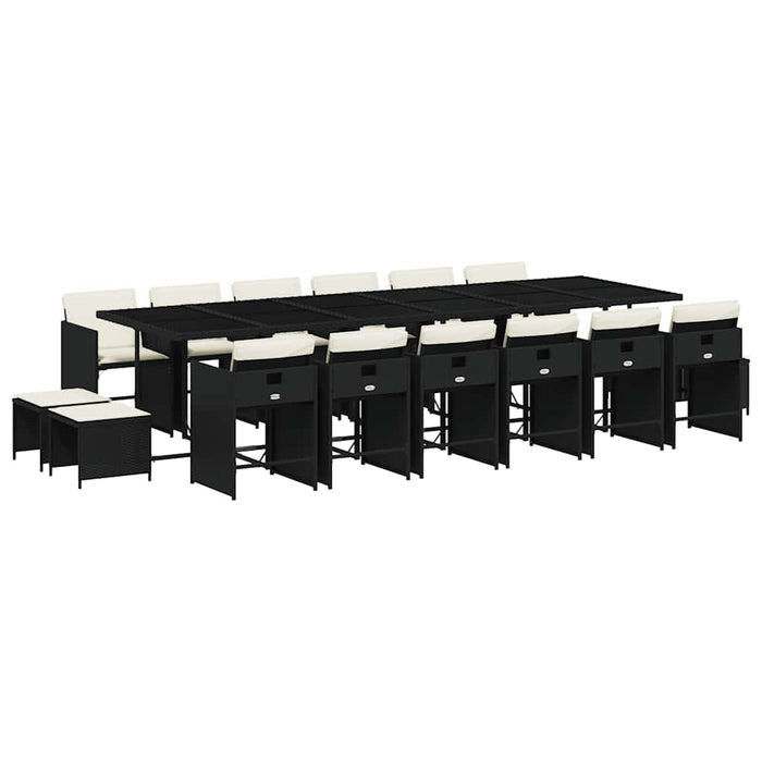 Set mobilier de grădină cu perne, 17 piese, negru, poliratan - WALTI WALTI