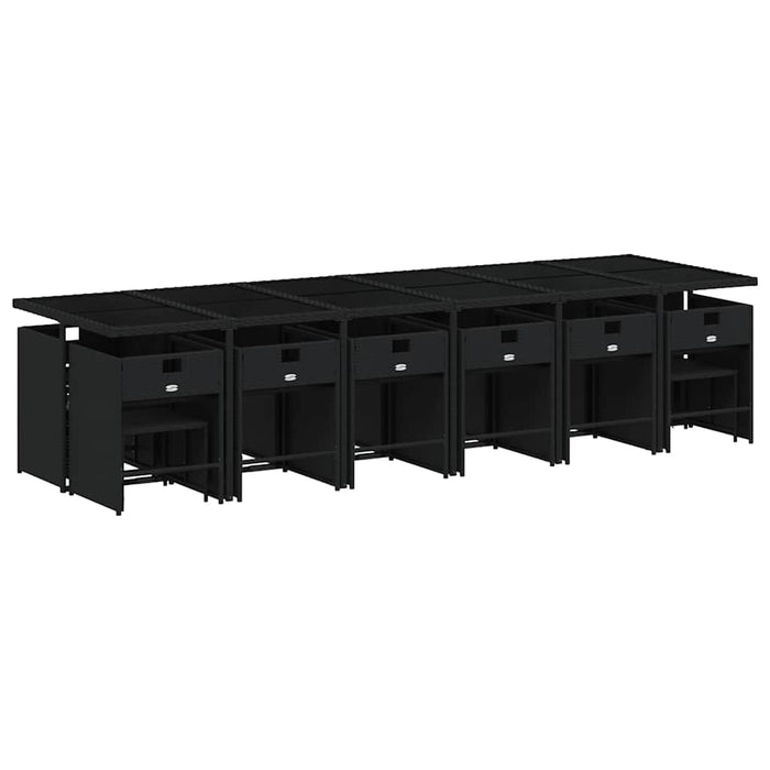 Set mobilier de grădină cu perne, 17 piese, negru, poliratan - WALTI WALTI