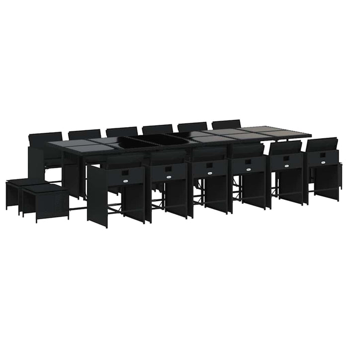 Set mobilier de grădină cu perne, 17 piese, negru, poliratan - WALTI WALTI