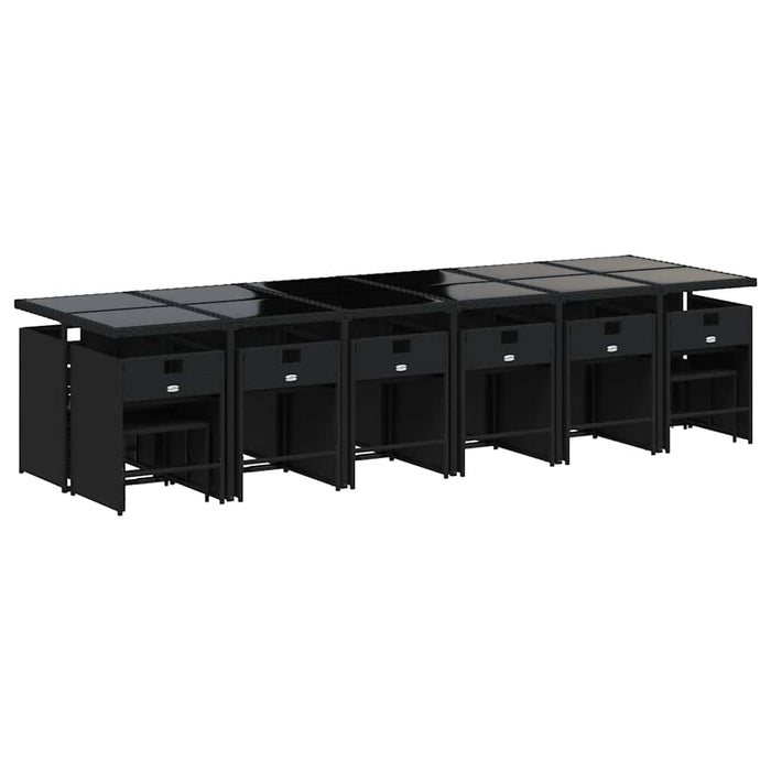 Set mobilier de grădină cu perne, 17 piese, negru, poliratan - WALTI WALTI