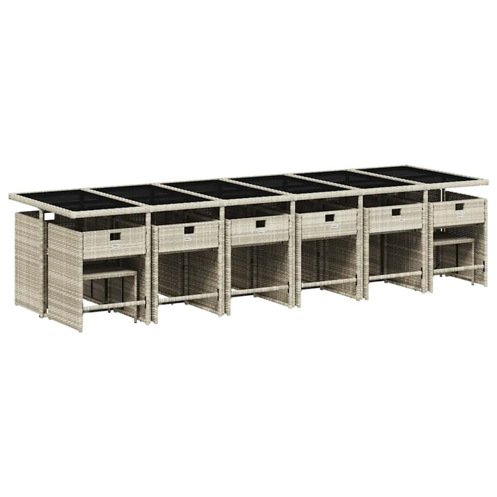 Set mobilier de grădină cu perne 17 piese gri deschis poliratan - WALTI WALTI
