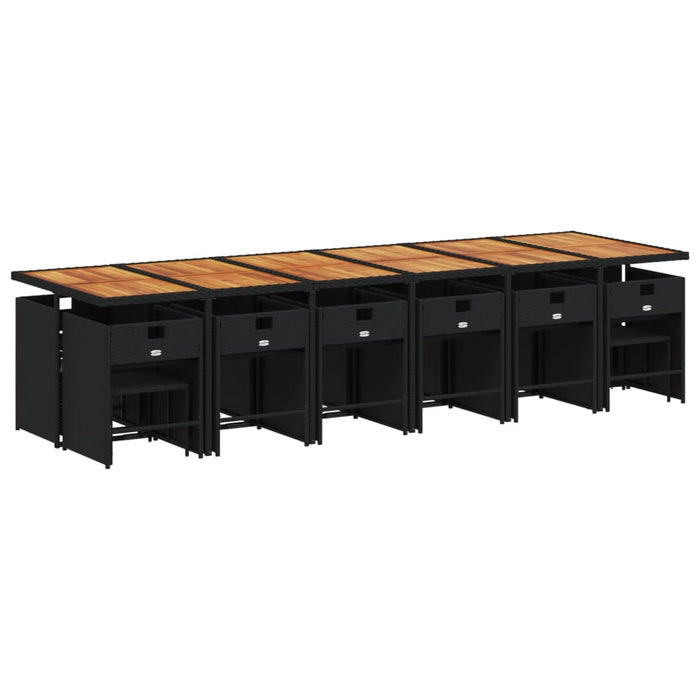 Set mobilier de grădină cu perne, 17 piese, negru, poliratan - WALTI WALTI