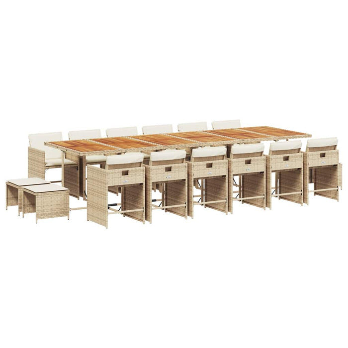 Set mobilier de grădină cu perne, 17 piese, bej, poliratan - WALTI WALTI