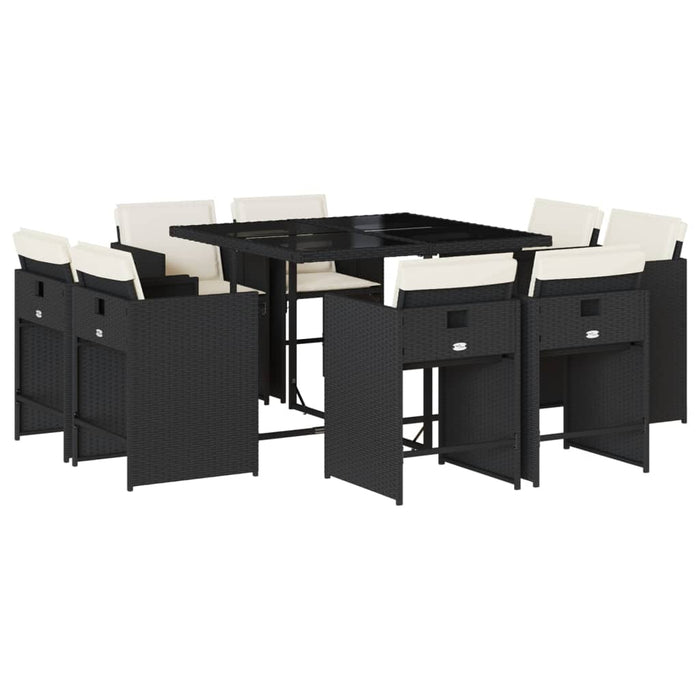 Set mobilier de grădină cu perne, 9 piese, negru, poliratan - WALTI WALTI