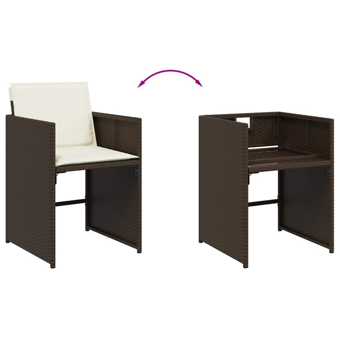 Set mobilier de grădină cu perne, 9 piese, maro, poliratan WALTI