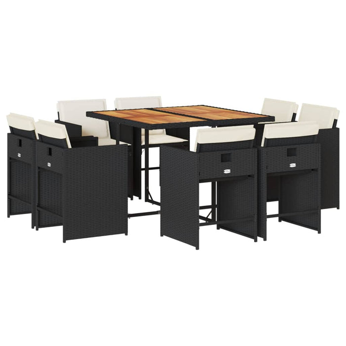 Set mobilier de grădină cu perne, 9 piese, negru, poliratan - WALTI WALTI