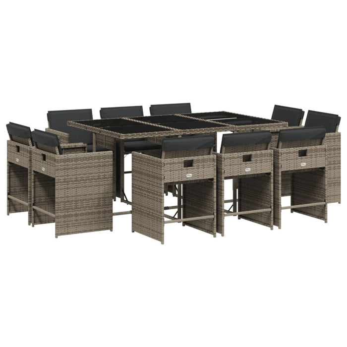 Set mobilier de grădină cu perne, 11 piese, gri, poliratan - WALTI WALTI