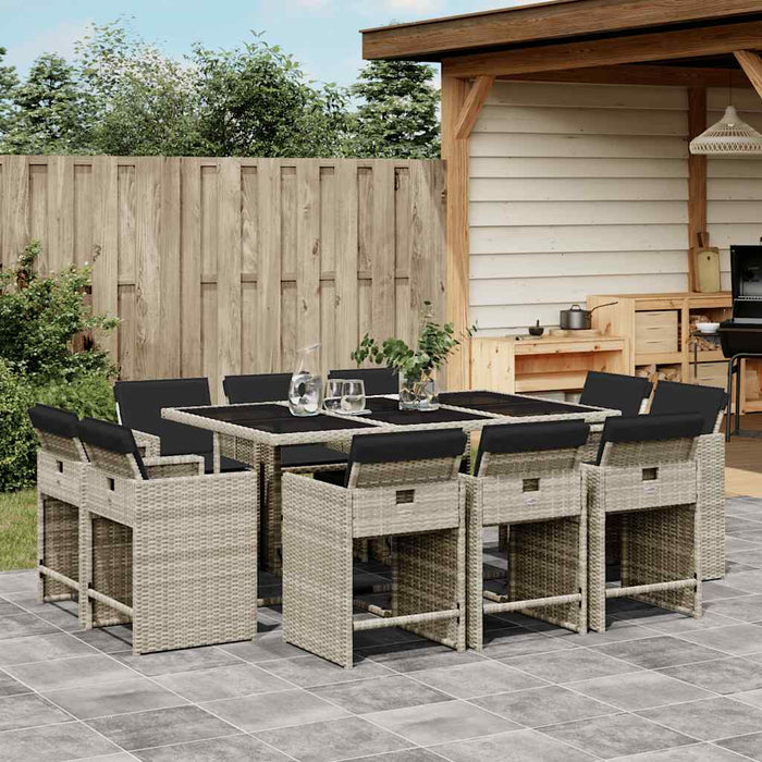 Set mobilier de grădină cu perne 11 piese gri deschis poliratan - WALTI WALTI