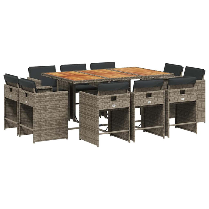 Set mobilier de grădină cu perne, 11 piese, gri, poliratan WALTI