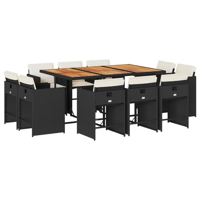 Set mobilier de exterior cu perne, 11 piese, negru, poliratan - WALTI WALTI