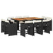 Set mobilier de exterior cu perne, 11 piese, negru, poliratan - WALTI WALTI