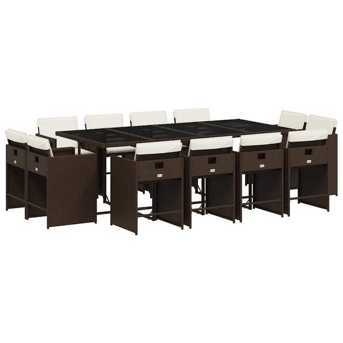 Set mobilier de grădină, 13 piese, maro, cu perne, poliratan - WALTI WALTI