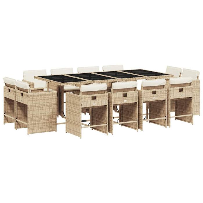 Set mobilier de grădină cu perne, 13 piese, bej, poliratan WALTI